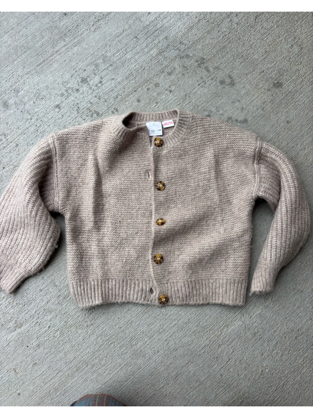 Zara Beige Button-Front Knit Cardigan
